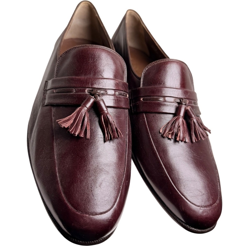 Bally Hardy Tassel Loafers Mens 11.5 D Oxblood Burgundy Leather‎ Nappa Flex - Picture 4 of 12